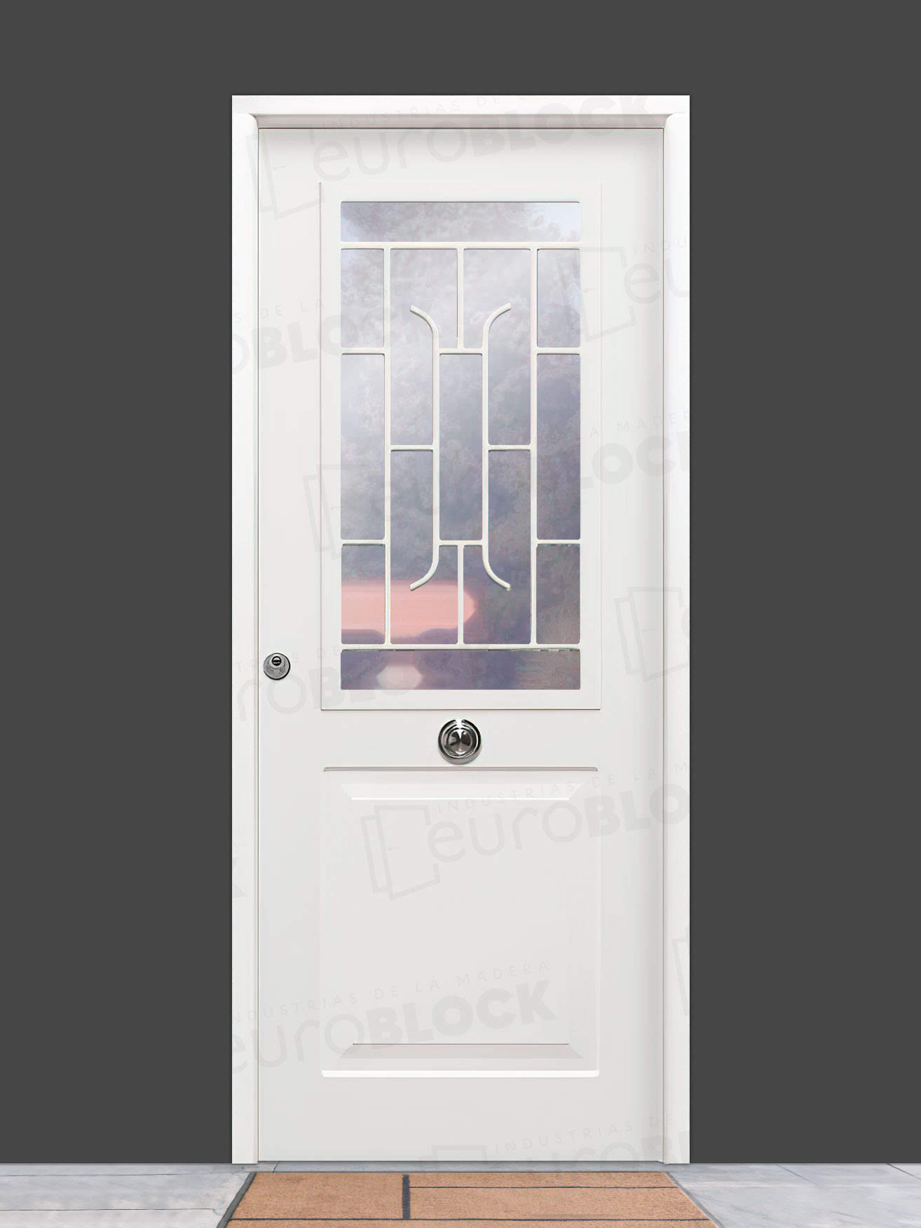 Puerta Galvanizada Metálica Clas-CR-Reja | 1110 Saga 100 Cristal Blanca (Cara Interior Lisa)